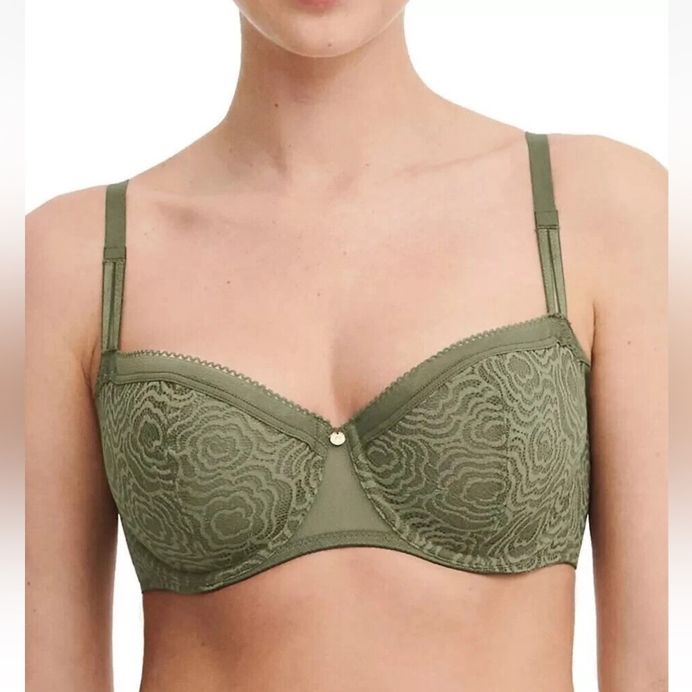 Chantelle C Jolie Lace Demi Underwire Bra in Army Khaki 32 DDD
